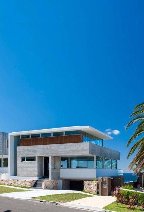 Beach house A Modern House, Homes Modern, Ocean House, Modern Beach House, Beautiful Houses, Minimalist Architecture, Modern Exterior, Modern Homes, Facade House