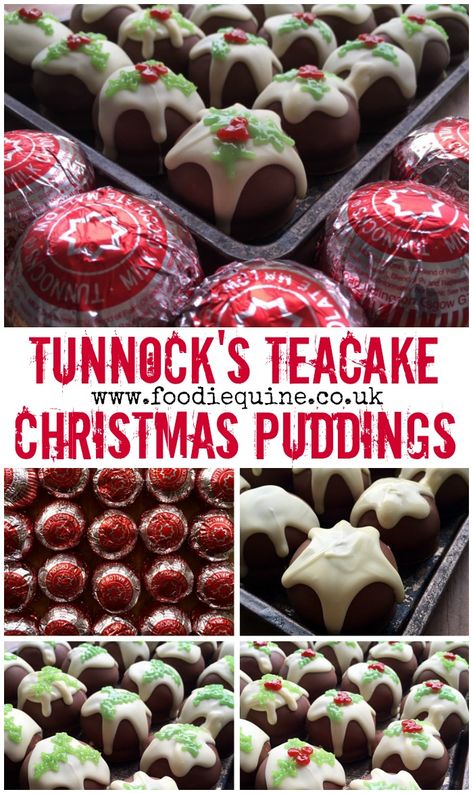 www.foodiequine.co.uk A fantastic festive food hack. Chocolate Tunnock's Teacake Christmas Pudding biscuits. No bake Christmas treat. Such a quick and easy yet super visually impressive no bake Christmas Treat. Perfect for kids to help make. The iconic Scottish Tunnock's Teacake topped with white chocolate and red and green icing becomes a Figgy Pudding! Christmas Pudding Biscuits, Tunnocks Tea Cakes, No Bake Christmas, Green Icing, Christmas Afternoon Tea, Christmas Puddings, Christmas Tea Party, Figgy Pudding, Christmas Buffet