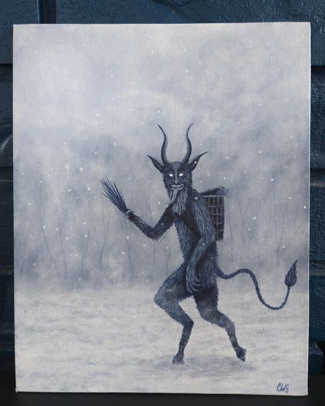 You know... I'm not much of a Christmas gal, but this is one part of it I can get behind 👹 Introducing... KRAMPUS!! You know where to find the prints and original🖤 ° #crytidcreature #acrylicpainting #spookyart #spooky #painting #art #krampus Krampus Aesthetic, Krampus Art, Painting Inspo, Painting Art, Art Drawing, Christmas Fun, Christmas Ideas, Acrylic Painting, Illustration Art