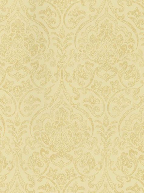 Pale Yellow Damask Wallpaper Yellow Wallpaper Room, Yellow Kitchen Wallpaper, Pale Yellow Wallpaper, Wallpaper Designs For Walls, Paint My Room, Wallpaper For Home, Quaint Cottage, Wall Borders, Lit Wallpaper