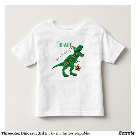 Three-Rex Dinosaur 3rd Birthday Toddler T-shirt Dinosaur 3rd Birthday, Birthday Watercolor, Watercolor Foliage, 3rd Birthday Party, Pink Dinosaur, Toddler Tops, Boys Birthday, Third Birthday, Dinosaur Birthday