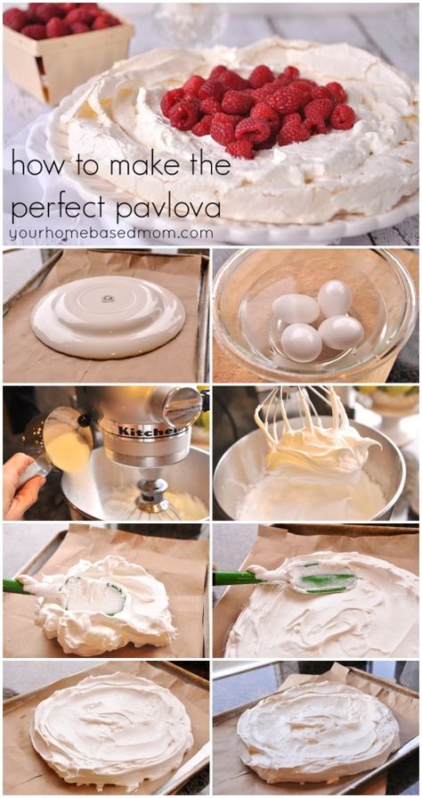 How to make the Perfect Pavlova♡♡♡♡♡ Australian Pavlova, Raspberry Pavlova, Pavlova Dessert, Pavlova Cake, Meringue Desserts, Pavlova Recipe, Red Raspberry, Eat Dessert, Baklava