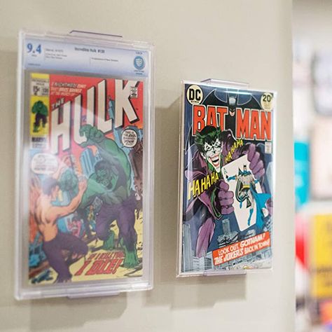 Amazon.com: CollectorMount Comic Mount 3 Pack, Comic Book Shelf Stand or Wall Mount Display, Invisible and Adjustable : Office Products Comic Book Display Ideas, Book Display Ideas, Trading Card Frame, Comic Book Display, Vinyl Record Album Covers, Comic Book Storage, Cozy Study, Comic Book Frames, Book Frame