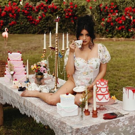 t-minus 15 days until Wonderland 🍄 • • • #wonderland #nashvilleboudoir #nashvillephotographer #middletnphotographer #nashvilletnphotographer #middletennesseephotographer #creativephotography #photoshootconcept #aliceinwonderland #editorialphotography Birthday Editorial Photo Shoot, Tea Party Editorial, Divorce Photos, Tea Party Photoshoot, 30th Photoshoot, Cake Shoot, Regency Core, Royal Core, Alice In Wonderland Aesthetic