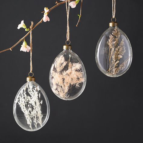 Springtime Decor, Dried Botanicals, Anthropologie Holiday, Egg Ornaments, Dried Florals, Globe Ornament, Flower Ornaments, Bird Ornaments, Bottle Brush Trees