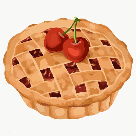 Hand drawn vectorized cherry pie sticker design resource | free image by rawpixel.com / Aew Pie Sticker, Pie Drawing, Cupcake Png, Strawberry Png, Pie Pie, Berry Breakfast, Food Cartoon, Waffle Toppings, Maraschino Cherry