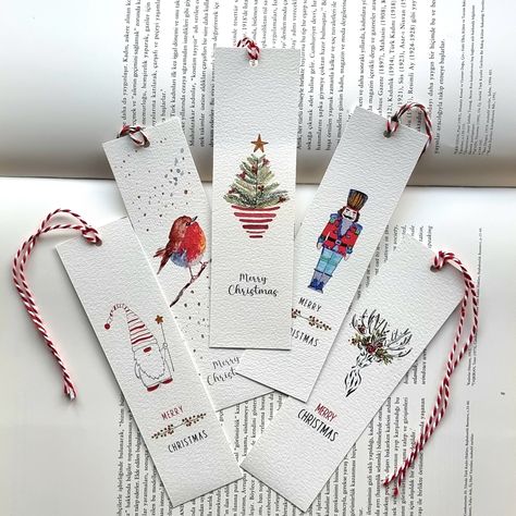 Watercolour Christmas, Christmas Gift For Friends, Christmas Bookmarks, Christmas Card Art, Watercolor Bookmarks, Diy Bookmarks, Bookmark Gifts, Christmas Gifts For Friends, Bookmarks Handmade