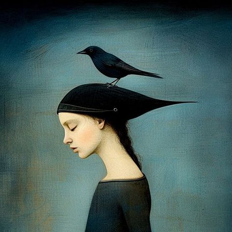 Inge Schuster Art, Inge Schuster, Surrealism Art, Crows Ravens, Contemporary Portrait, My Imagination, Wonderful Picture, Lightroom Editing, February 13