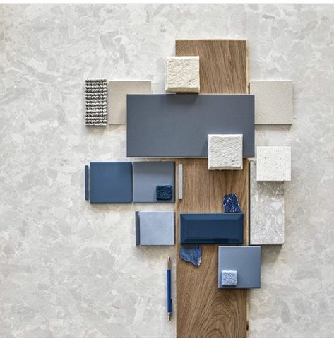 Blue Interior Moodboard, Materials Board Interior Design, Blue Interior Design, Mood Board Interior, House Color Palettes, Interior Design Boards, Design Palette, Interior Design Mood Board, Mood Board Design