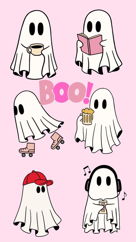 Ghost Doing Things Drawing, Procreate Ghost Drawing, Funny Ghost Drawing, Ghost Aesthetic Drawing, Cute Ghost Drawings, Eevee Wallpaper, Christian Drawings, Pink Stickers, Ghost Drawing