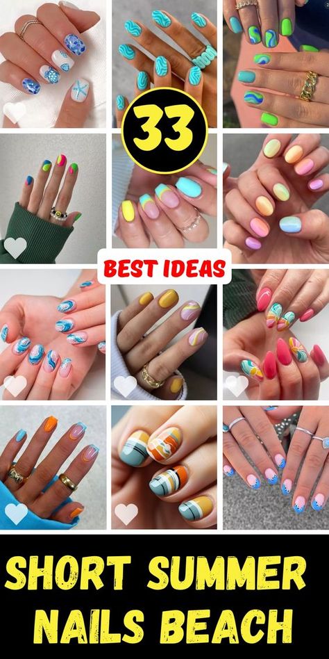 Nails For Mexico Vacation Simple, Beach Vibes Nails, Tropical Nails Short, Summer Beach Nail Designs, Nail Art Tropical, Dip Polish, Short Summer Nails, Tropical Nail Designs, Nails Beach