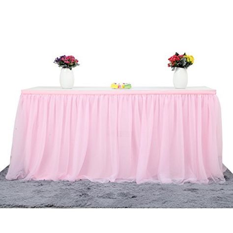 Amazon.com: Suppromo 9 ft Pink Tulle Table Skirt for Rectangle or Round Tables Tutu Table Cloth for Party,Wedding,Birthday Party&Home Decoration,Table Skirting (L9(ft) H 30in, Pink): Gateway Pink Tulle Table Skirt, Tulle Tablecloth, Banquet Table Decorations, Tutu Table Skirt, Purple Tablecloth, Tutu Table, Tulle Table Skirt, Tulle Table, Pink Tablecloth