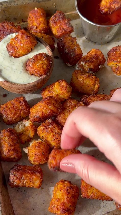 This Seasoned Tater Tots recipe is a great way to doctor up a frozen bag of tots. No more soggy bland boring tater tots. These are the perfect side dish for burgers, hot dogs, and more. Full Recipe: https://biteswithbri.com/seasoned-tater-tots-frozen/ | Bites with Bri | Bites with Bri · Original audio Bri Bites, Seasoned Tater Tots, Side Dish For Burgers, Burger Side Dishes, Tater Tot Recipes, Frozen Bag, Tater Tots, Perfect Side Dish, Tater Tot