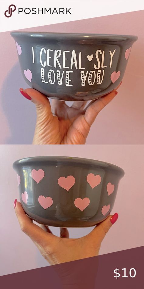 I Cereal-sly Love You Bowl Pottery Cereal Bowls Handmade, I Cerealsly Love You Bowl, Ceramic Cereal Bowl Ideas, Bowls Ideas, Cereal Bowl, Handmade Bowl, Nutrition Recipes, Grey Fashion, Ceramic Bowls