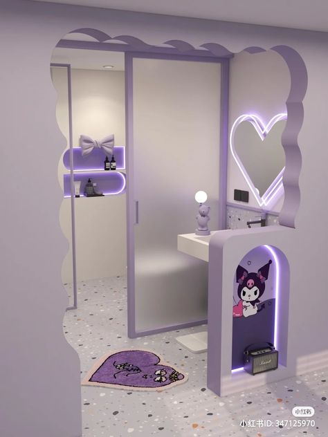 Neon Light Mirror, Superior Aesthetic, Things To Buy At Costco, Kuromi Room, Kawaii Room Ideas, Hello Kitty Room Decor, Melting Heart, Heart Neon, Hello Kitty Bedroom