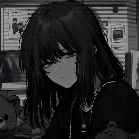 Anime Girlies For Profile Aesthetic Dark, Emo Anime Girlies Pfp, Anime Girlies Pfp Black, Black Anime Girlies Pfp, Dark Anime Aesthetic Pfp, Dark Character Aesthetic, Emo Girl Art, Gothic Anime Aesthetic, Anime Pfp Dark