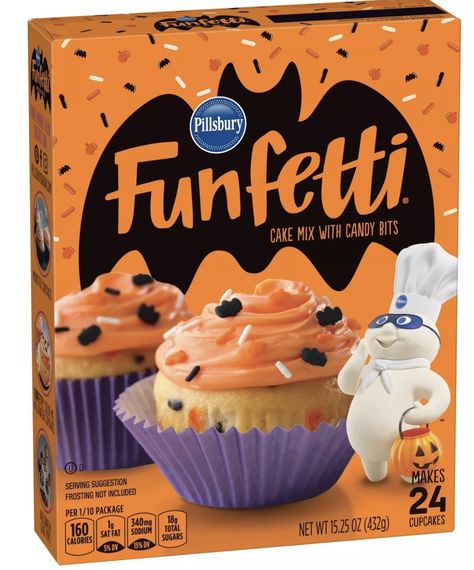 A box of Pillsbury Funfetti cake mix you can enjoy making with the whole family and then munch on when finished! This cake mix features Halloween-colored sprinkles for a spooky twist. Halloween Funfetti, Betty Crocker Fudge Brownies, Betty Crocker Cookies, Betty Crocker Sugar Cookies, Funfetti Cake Mix, Chocolate Chip Cookie Mix, Double Chocolate Brownies, Sugar Cookie Mix, Cookie Brownie Bars