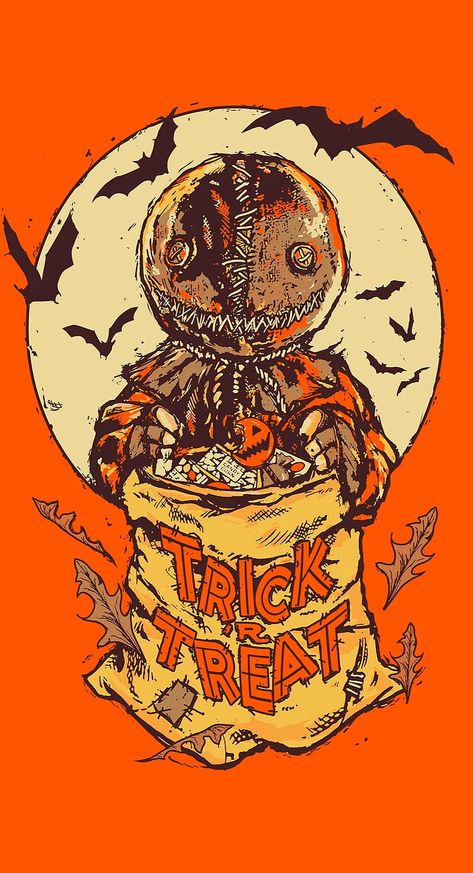 Sam Trick R Treat Wallpaper, Horror Phone Wallpaper, Trick Or Treat Movie, Sam Trick Or Treat, Trick R Treat Movie, Sam Trick R Treat, Halloween Wallpaper Iphone Backgrounds, Creepy Backgrounds, Flying Bats