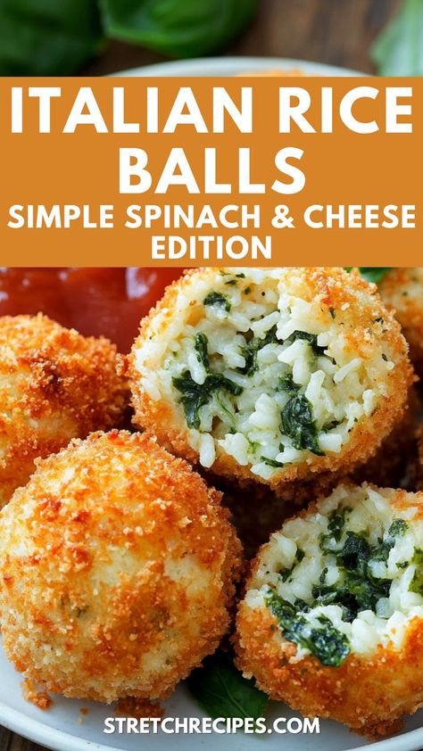 Ready to try spinach and cheese Italian rice balls? Our recipe combines crispy exterior, creamy spinach, and gooey cheese for the ultimate bite! Perfect for entertaining or indulgent snacking. Save these Italian rice balls for your next cooking adventure! Click through for the step-by-step easy Italian rice balls recipe. Rice Balls Italian, Italian Rice Balls Recipe, Italian Rice Balls, Rice Balls Recipe, Best Rice Recipe, Arancini Recipe, Spinach Balls, Mexican Rice Easy, Italian Rice