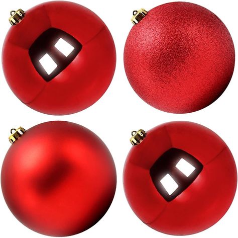 Amazon.com: Benjia Extra Large Size Outdoor Christmas Ornaments, Oversized Huge Big Shatterproof Xmas Christmas Plastic Balls for Outside Lawn Yard Tree Hanging Decorations (8"/200mm, Red, 4 Packs) : Patio, Lawn & Garden Large Outdoor Christmas Ornaments, Holiday Photoshoot, Large Christmas Baubles, Modern Christmas Decor, Christmas Material, Red Ornaments, Hanging Decorations, Christmas Ball, Patio Porch