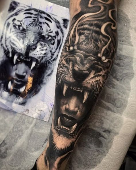 African Warrior Tattoos, Tiger Tattoo Sleeve, African Tattoo, Simple Tattoos For Guys, Lion Head Tattoos, Tattoo Magazine, Sharpie Tattoos, Warrior Tattoos, Aztec Tattoo