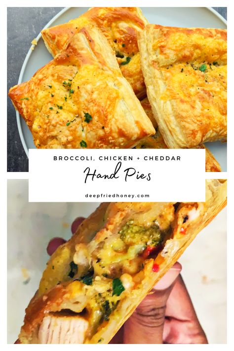 Chicken Hand Pies Puff Pastries, Savory Hand Pies Recipes, Chicken Hand Pies, Awesome Sandwiches, Chicken Pies, Pie Pockets, Field Meals, Cottagecore Recipes, Hand Pies Savory