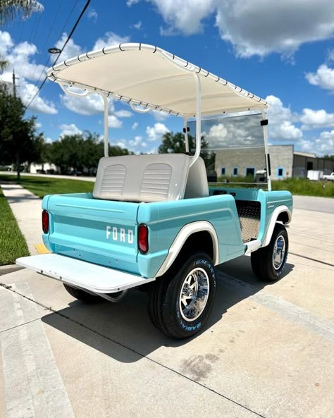 Bronco Golf Cart, Golf Cart Body Kits, Gem Cars, Golf Cart Bodies, Bronco Car, Custom Golf Carts, Cart Ideas, Dream Cars Jeep, Custom Golf