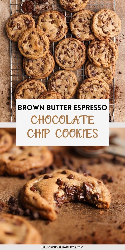 These brown butter espresso chocolate chip cookies are made with toasty brown butter, tons of chocolate, and so much espresso flavor! Espresso Chocolate Chip Cookies, Brown Butter, Chip Cookies, Chocolate Chip Cookies, Chocolate Chip, Espresso, Butter