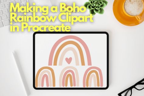 Making a Boho Rainbow Clipart in Procreate Download. Best Procreate brushes, ideas, tips, and more. Procreate Clipart, Boho Rainbow Clipart, Procreate Apple Pencil, Procreate Downloads, Welcome To Class, Best Procreate Brushes, Rainbow Clipart, Procreate App, Procreate Brushes