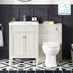 Bermuda Chalk White Combination Vanity Basin and Hudson Toilet 1100mm | Bathroom Mountain | Bathroom Mountain L Shaped Cabinet, Toilet Vanity Unit, Toilet And Sink Unit, White Bathroom Mirror, Toilet Unit, Bathroom Sink Units, Toilet Vanity, Sink Vanity Unit, Wall Toilet