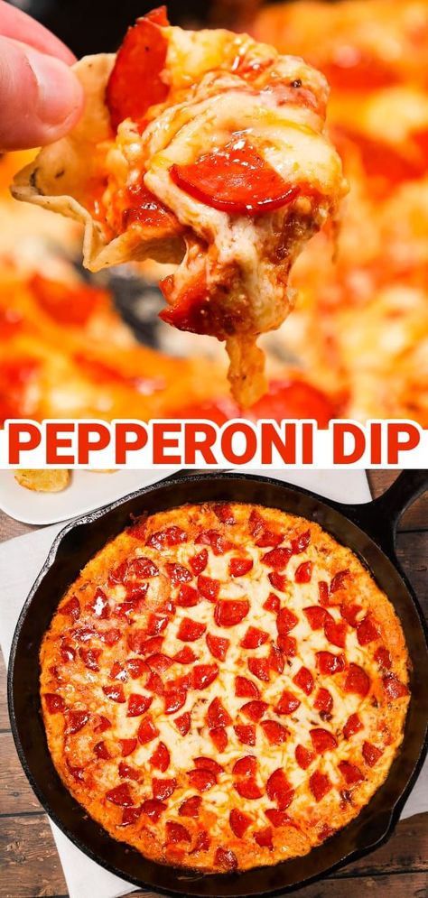 Pepperoni Dip is a delicious hot dip recipe made with cream cheese, ranch dressing, Italian seasoning, pizza sauce, mozzarella cheese, parmesan cheese and chopped pepperoni. Hot Pepperoni Dip, Pepperoni Dip Cream Cheese, Pizza Dip With Cream Cheese Crock Pot, Pepperoni Dip Crock Pot, Pizza Dip With Cream Cheese, Hot Dip Recipe, Appetizer Dips Hot, Cheesy Dip Recipes, Pepperoni Dip