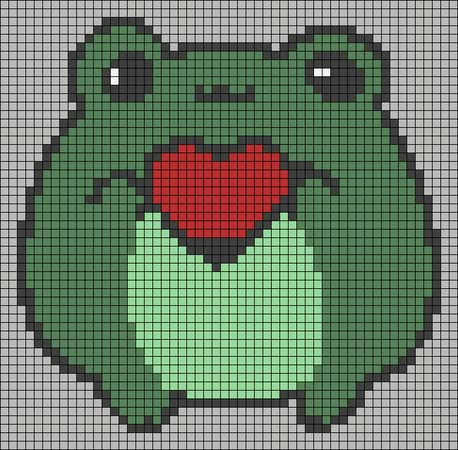 Tapestry Patterns Free, Frog Grid Pattern, Crochet Pixel Grid Ideas, Frog Tapestry Crochet, Cute Frog Pixel Art, Frog Alpha Pattern, Fall Pixel Art, Pixel Grid Pattern, Crochet Tapestry Pattern Free