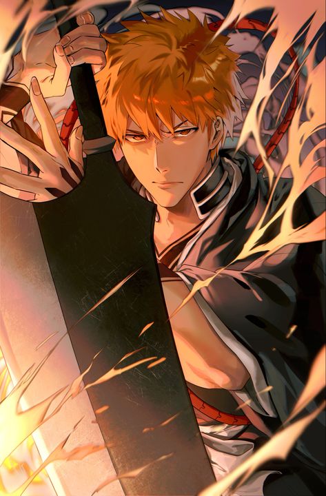 White Hair And Red Eyes, Bleach Ichigo Bankai, Bleach Tattoo, Boy With White Hair, Ichigo Kurosaki Wallpaper, Ichigo Y Rukia, Bleach Anime Ichigo, Bleach Anime Art, Kurosaki Ichigo