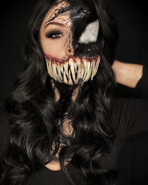 Venom Halloween Makeup, Aaliyah Costume, Venom Makeup, Venom Halloween Costume, Venom Costume, We Are Venom, Holloween Costumes, Special Fx Makeup, Holloween Costume