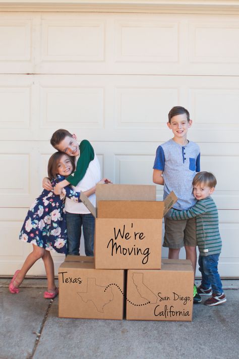 Cute military moving announcement photo! Moving Into A New House Pictures, Pcs Photo Announcement, Move Announcement Ideas, Were Moving Announcement Photo, Pcs Moving Announcement Ideas, Moving To Texas Announcement, Pcs Announcement Ideas, Pcs Move Announcement, We’re Moving Announcement Photo