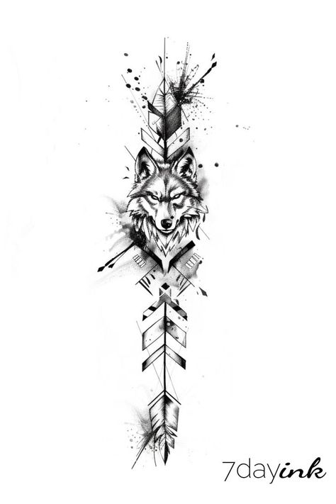 Wolf & Arrow Spine tattoo design that might make it into our unique tattoo collection Find your one-of-a-kind tattoo on our page ⚠️ each tattoo design can be claimed exclusively, then it's gone forever so don't wait if you fall in love with one⚠️ If you want me to add a specific tattoo design - let me know Arrow Spine Tattoo, White Wolf Tattoo, Wolf And Moon Tattoo, Wolf Tattoos For Women, Geometric Wolf Tattoo, Memories Ideas, 10 Tattoo, Geometric Wolf, Rune Tattoo