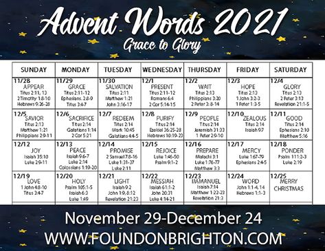 Found on Brighton: Advent Words Challenge Calendar Challenge Calendar, Season Of Advent, Hebrews 9, Faith Art Journaling, Matthew 1 21, Word Challenge, Revelation 21, Advent Season, Faith Art