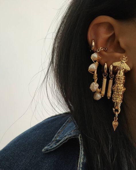 Dope Jewelry Accessories, Trending Jewelry, Ear Stack, Dope Jewelry, Funky Jewelry, Jewelry Lookbook, Stacked Jewelry, Girly Jewelry, Jewelry Inspo