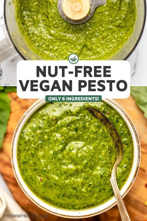 Vegan Dressing Recipes, Avocado Pesto Recipe, Vegan Pesto Recipe, Nut Free Pesto, Dairy Free Pesto, Pesto Vegan, Cooking Tofu, Avocado Pesto, Nut Free Recipes