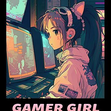 "Gamer Girl Cyberpunk Lofi Arcade" Sticker for Sale by SamuraiSwords Arcade Anime, Gamer Girl Pfp Aesthetic, Gamer Girl Drawing, Gamer Girl Art Aesthetic, Living With Hipster Girl And Gamer Girl, Gamer Girl Meme, Gamers Anime, Japanese Games, Games To Buy