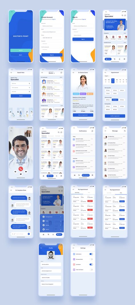 DOCTOR'S POINT is the doctor's finding and appointment iOS UI Kit designed for doctors, hospitals, clinics, dental hospitals. The package includes 18+ Screen Figma files. The perfect tool to help you create a specialist doctor's finding and appointment apps. It has an easy setup and many features that are required in medical or hospital business to leave a great impression. Ios App Ui, App Wireframe, Application Ui Design, Desain Ux, Health App Design, Design Sites, App Design Layout, Medical App, Android App Design