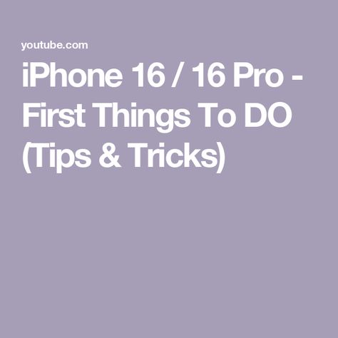 iPhone 16 / 16 Pro - First Things To DO (Tips & Tricks) Iphone 16 Tips, Iphone 16 Pro Camera Tips, Cool Iphone Hacks, Iphone Tips And Tricks, Iphone Tips, Iphone Hacks, Camera Hacks, Pro Camera, Iphone 16 Pro