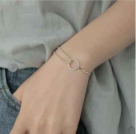 Trend Cold Wind Retro Round Female Bracelet Contemporary Bracelets, Geometric Bracelet, Silver Bracelets For Women, Bracelets Design, Circle Bracelet, Romantic Jewellery, Butterfly Bracelet, Silver Accessories, Bijoux Diy