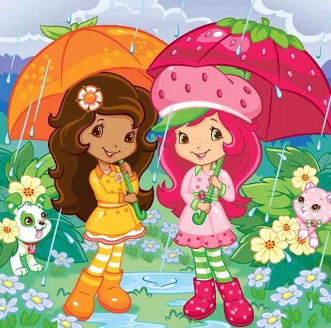 Strawberry Shortcake, Orange Blossom, Pupcake, and Custard! Strawberry Shortcake Pictures, Berry Shortcake, Strawberry Shortcake Cartoon, Princess Elena, Strawberry Shortcake Characters, Strawberry Shortcake Party, Plum Pudding, Lost And Found, Two Girls