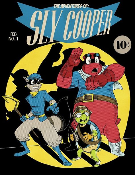 The Adventures of Sly Cooper by artbygrim Sly Cooper, Retro Videos, Vertical Poster, Comic Style, Old Games, Nerd Stuff, Video Game Characters, Video Game Art, Video Games Artwork