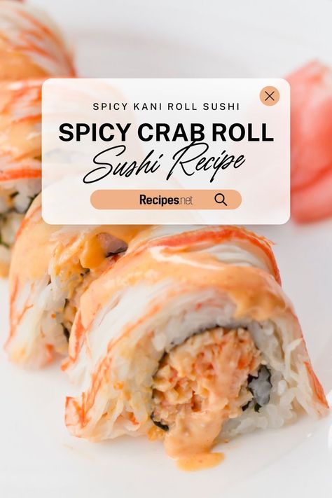 Bite into the irresistible flavors of our Spicy Crab Roll (Spicy Kani Roll Sushi) Recipe! Perfectly seasoned crab wrapped in nori and rice, topped with a kick of spicy mayo – it's sushi heaven! Visit Recipes.net for the full recipe and more sushi recipes to get a taste of authentic Japanese food at home. Spicy Crab Roll Recipe, Cooked Sushi Rolls, Spicy Crab Roll, Homemade Sushi Rolls, Crab Sushi, Japanese Meals, Crab Sticks, Sushi Bowl Recipe, Sushi Recipes Homemade