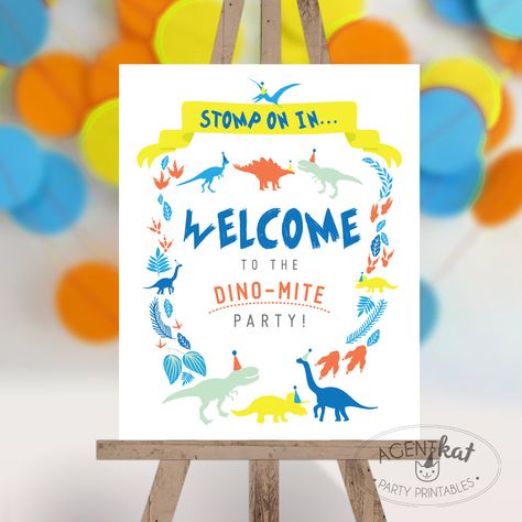 Dinosaur Party Invitations, Welcome Door Sign, Dinosaur Birthday Party Decorations, Birthday Party Packs, Dinosaur Themed Birthday Party, Welcome Door Signs, Dinosaur Baby Shower, Dino Birthday, Dino Party