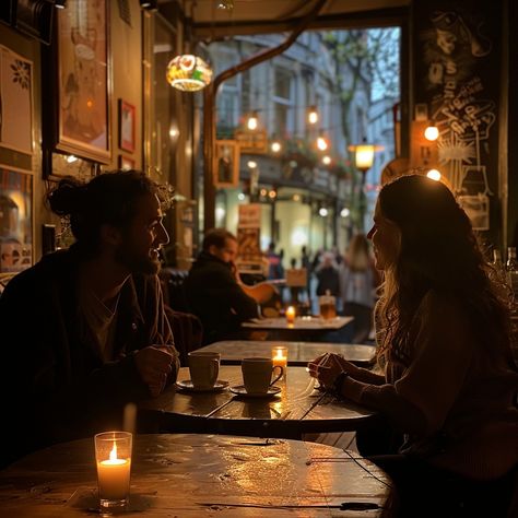 "Cozy Evening Chat: Two #buddies enjoying a #warm conversation over #latte in the ambient lighting of a #snug cafe. #cafelife #friendship #nighttime #talks #espresso #digitalart #generatedphoto #creativestock ⬇️ Download and 📝 Prompt 👉 https://stockcake.com/i/cozy-evening-chat_784905_1019822". Cafe Conversation, Cozy Evening Aesthetic, Cafe At Night, Friends Cafe, Forest Fashion, Cosy Cafe, Friends Enjoying, Green Scenery, Cozy Evening