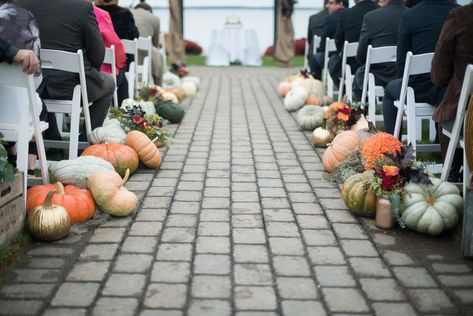 13 Fall Wedding Ideas With Pumpkin Decorations (That Aren't Basic!) | Brides Fall Wedding With Pumpkins, Wedding With Pumpkins, Pumpkin Wedding Cakes, Pumpkin Centerpieces Wedding, Orange Wedding Themes, Fall Wedding Ceremony, Fall Wedding Ideas, Fall Wedding Hairstyles, Wedding Isles