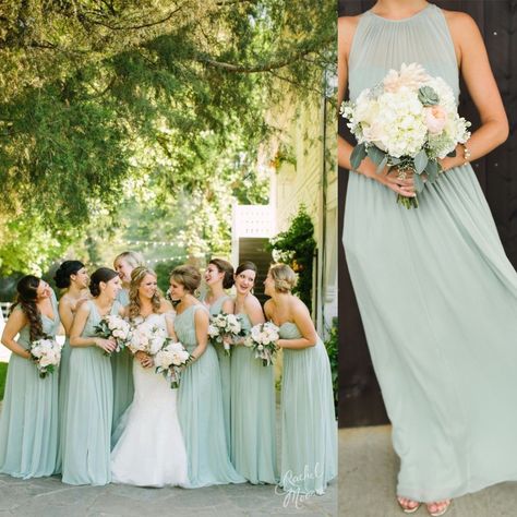 Mint Green Bridesmaids, Wedding Mint Green, Mrs Hudson, Sage Wedding, Mint Wedding, Bridesmaid Style, Bridesmaids And Groomsmen, Bridesmaid Flowers, Dress Bridesmaid